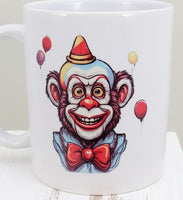 Lars The Creepy Clown Monkey White Mug