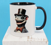 TwoAcreTees.com Larson The Smiling Gecko Black Handle Mug