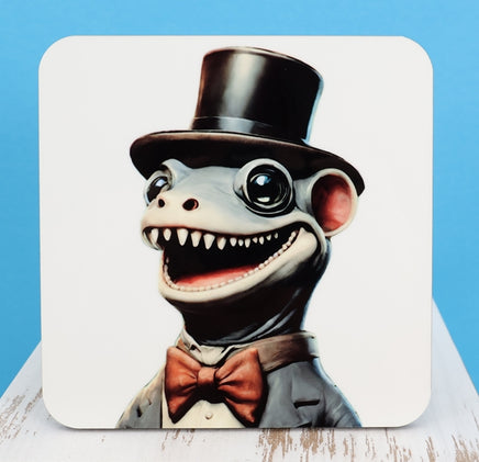 TwoAcreTees.com Larson The Smiling Gecko Square Coaster