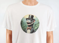 TwoAcreTees.com Larson The Smiling Gecko In The Jungle Crisp White T-Shirt