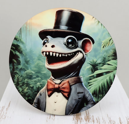 TwoAcreTees.com Larson The Smiling Gecko In The Jungle Round Coaster