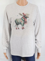 Leon The Comfy Cozy Moose Ash Gray Long Sleeve Shirt