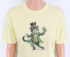 Liam The Dancing Leprechaun Cat Pastel Lemon T-Shirt