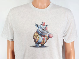 TwoAcreTees.com Lloyd The Goofy Rhino Clown Light Granite T-Shirt