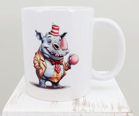 TwoAcreTees.com Lloyd The Rhino Clown White Mug