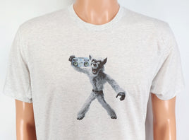 TwoAcreTees.com Marty The Werewolf With A Boombox Light Granite T-Shirt