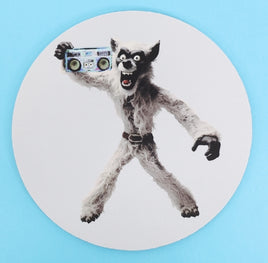 Marty The Werewolf With A Boombox Round Mouse Pad