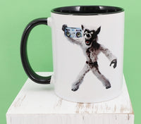 Marty The Werewolf With A Boombox Black Handle Mug