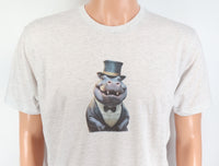 TwoAcreTees.com Maurice The Dapper Hippo Light Granite T-Shirt