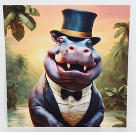 TwoAcreTees.com Maurice The Dapper Hippo Textured Print