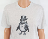 TwoAcreTees.com Maxwell The Steampunk Penguin Light Granite T-Shirt