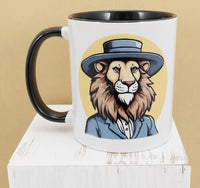 Mervin The Amish Lion Black Handle Mug