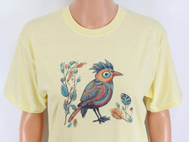 TwoAcreTees.com Mexico Style Colorful Bird Pastel Lemon T-Shirt