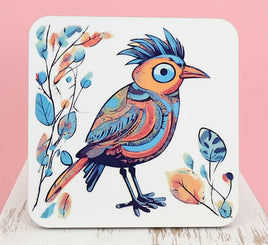 TwoAcreTees.com Mexico Style Colorful Bird Square Coaster