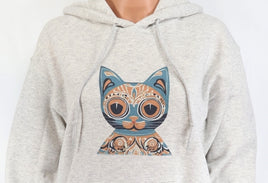 Mexico Style Blue Cat Ash Gray Pullover Hoodie