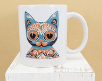 TwoAcreTees.com Mexico Style Blue Cat White Mug