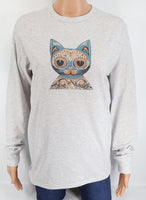 Mexico Style Blue Cat Ash Gray Long Sleeve Shirt