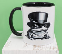 Milo The Spiffy Frog Black Handle Mug