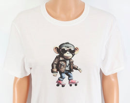 Miles The Roller Skating Monkey Crisp White T-Shirt