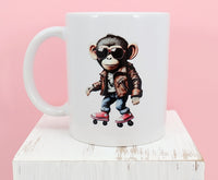 Miles The Roller Skating Monkey White Mug