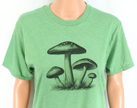 TwoAcreTees.com Group Of Mushrooms Leafy Green T-Shirt