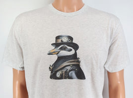 TwoAcretTees.com Newman The Steampunk Penguin Light Granite T-Shirt