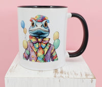 TwoAcreTees.com Opie The Blue Clown Bearded Dragon Black Handle Mug