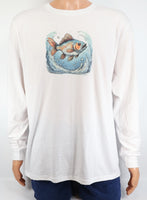 Orange & Blue Fish Crisp White Long Sleeve Shirt