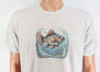 TwoAcreTees.com Orange & Blue Fish Light Granite T-Shirt