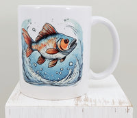 Orange & Blue Fish White Mug