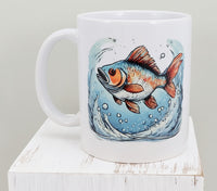 TwoAcreTees.com Orange & Blue Fish White Mug