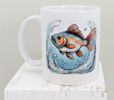 TwoAcreTees.com Orange & Blue Fish White Mug