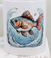 Orange & Blue Fish White Mug