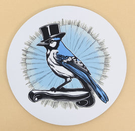 Otis The Snazzy Blue Jay Round Mouse Pad