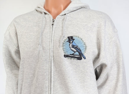 TwoAcreTees.com Otis The Bluejay Ash Gray Zipper Hoodie