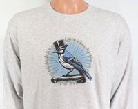 TwoAcreTees.com Otis The Blue Jay Ash Gray Long Sleeve Shirt