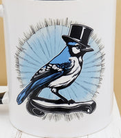 Otis The Snazzy Blue Jay Black Handle Mug