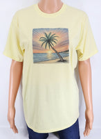 Palm Tree With A Colorful Sunset Pastel Lemon T-Shirt