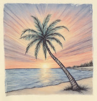 Palm Tree With A Colorful Sunset Pastel Lemon T-Shirt