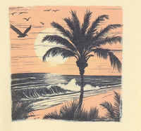 Palm Tree By The Ocean At Dusk Silhoutte Pastel Lemon T-Shirt