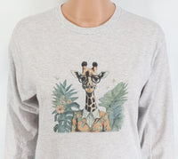 TwoAcreTees.com Penelope The Intellectual Giraffe Ash Gray Long Sleeve Shirt