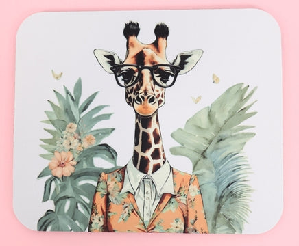 TwoAcreTees.com Penelope The Intellectual Giraffe Mouse Pad