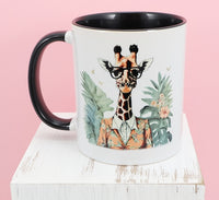 Penelope The Intellectual Giraffe Black Handle Mug