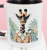 Penelope The Intellectual Giraffe Black Handle Mug