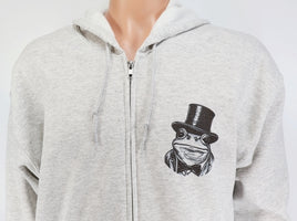 TwoAcreTees.com Pepe The Distinguished Frog Ash Gray Zipper Hoodie