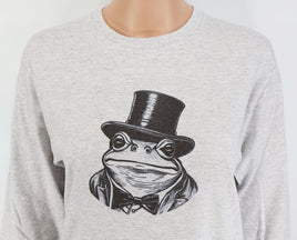 TwoAcreTees.com Pepe The Distinguished Frog Ash Gray Long Sleeve Shirt