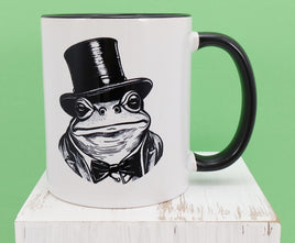 TwoAcreTees.com Pepe The Distinguished Frog Black Handle Mug