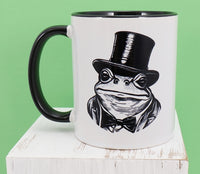 Pepe The Distinguished Frog Black Handle Mug