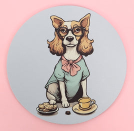 TwoAcreTees.com Petunia The Prissy Dog Round Mouse Pad