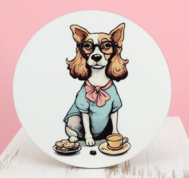 TwoAcreTees.com Petunia The Prissy Dog Round Coaster